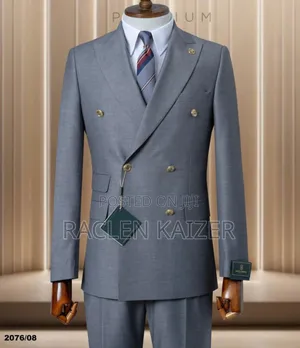 Medium Gray Suits With Gold Buttons