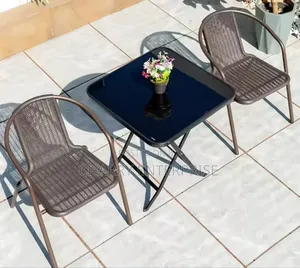 Classic Set of Folding Table and 2 Chairs for Beach, Garden, Home Etc
