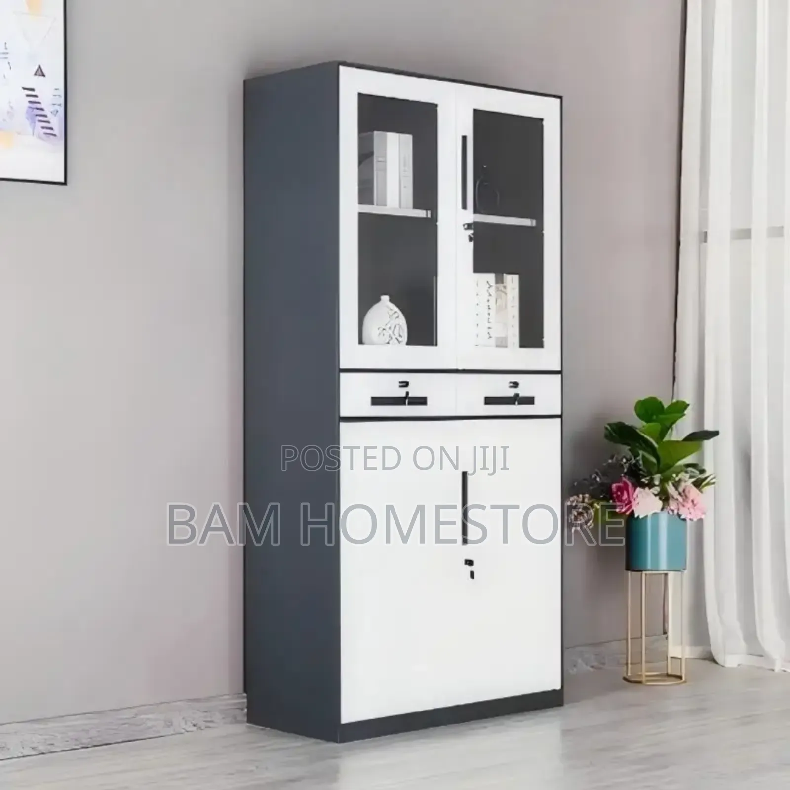 Modern Two-Tone Office Storage Cabinet