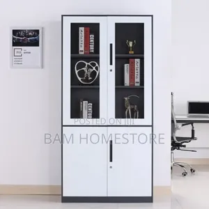Modern Two-Tone Tall Storage Cabinet