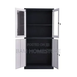 Modern Two-Tone Tall Storage Cabinet