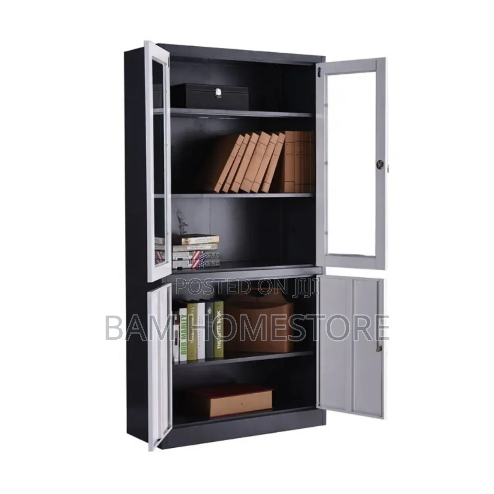 Modern Two-Tone Tall Storage Cabinet