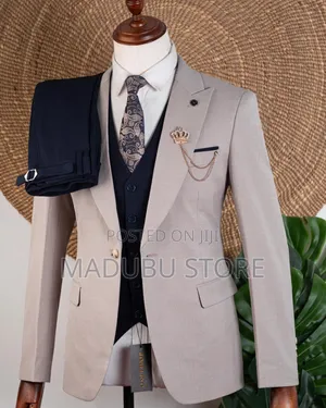 Men's Three Piece Suite With Three Button Half Coat
