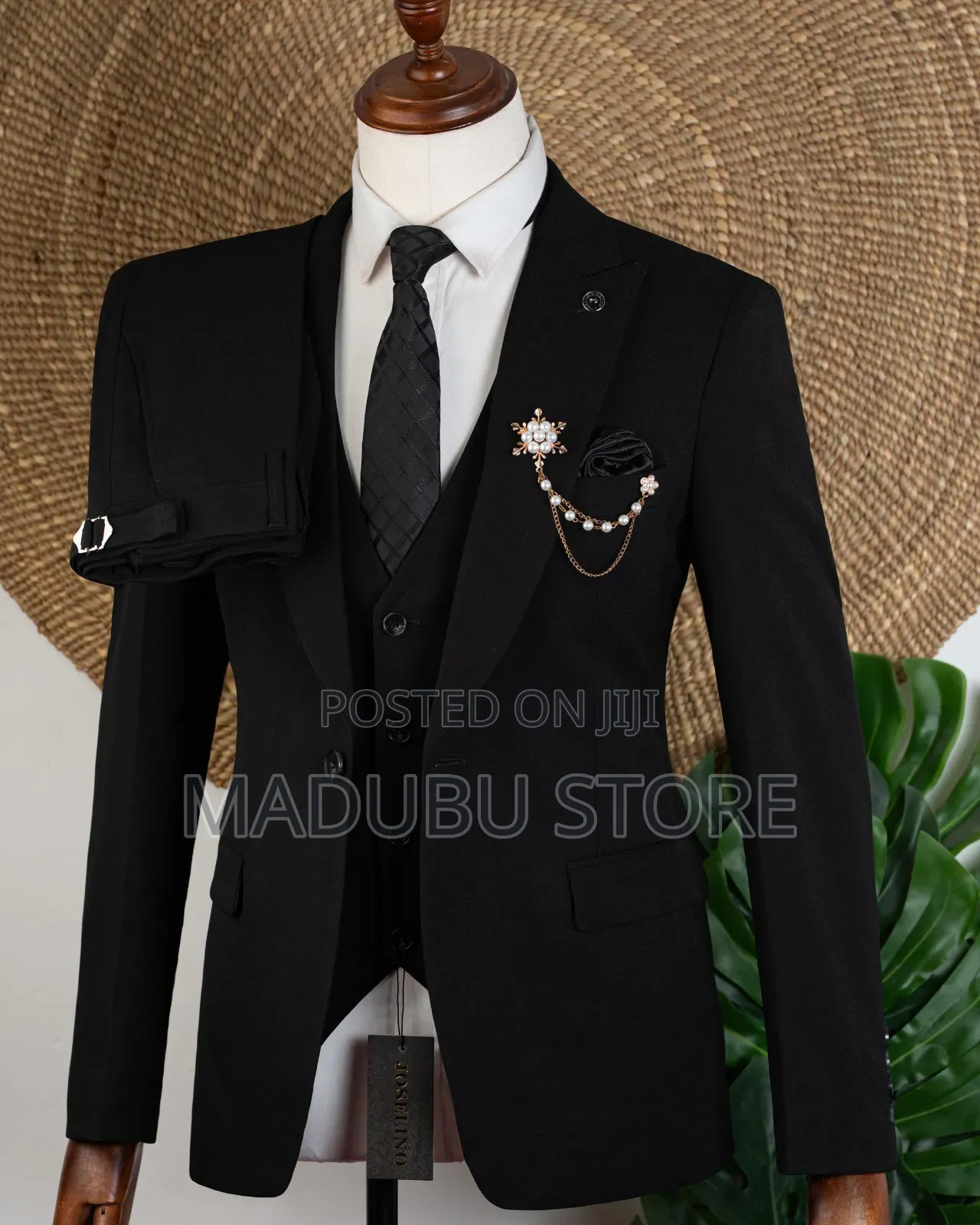 Men's Three Piece Suite With Three Button Half Coat