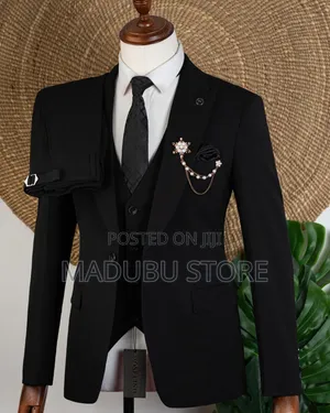 Men's Three Piece Suite With Three Button Half Coat