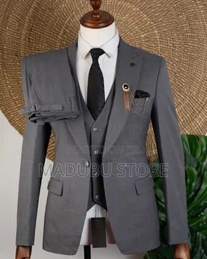 Men's Three Piece Suite With Three Button Half Coat