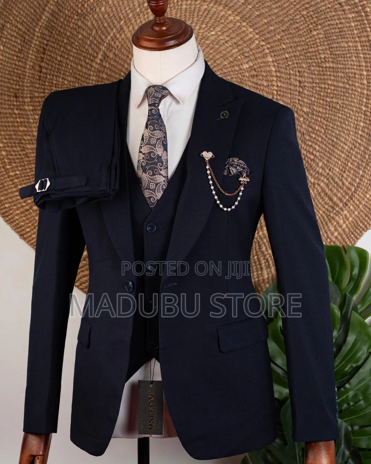 Men's Three Piece Suite With Three Button Half Coat