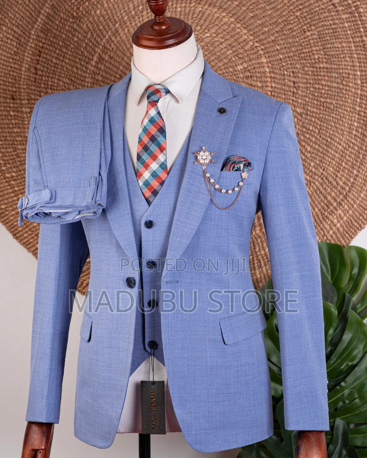 Men's Three Piece Suite With Three Button Half Coat