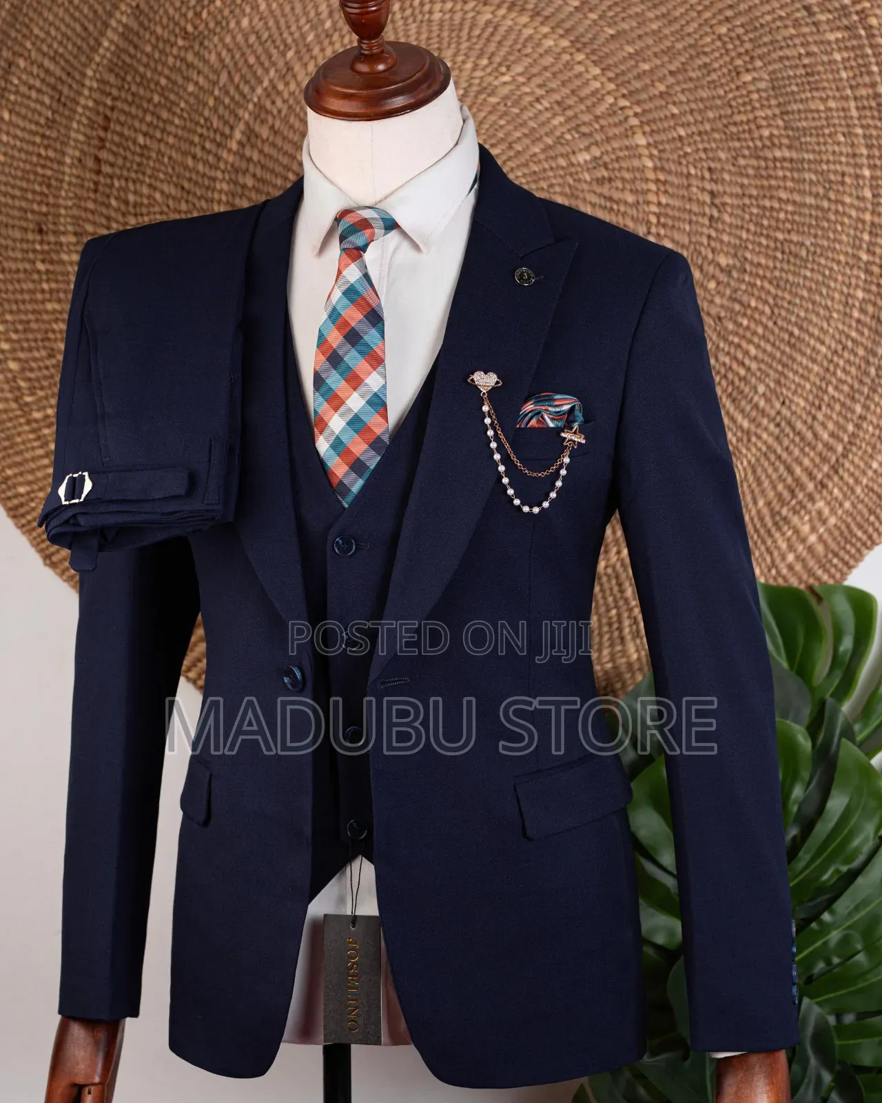 Men's Three Piece Suite With Three Button Half Coat