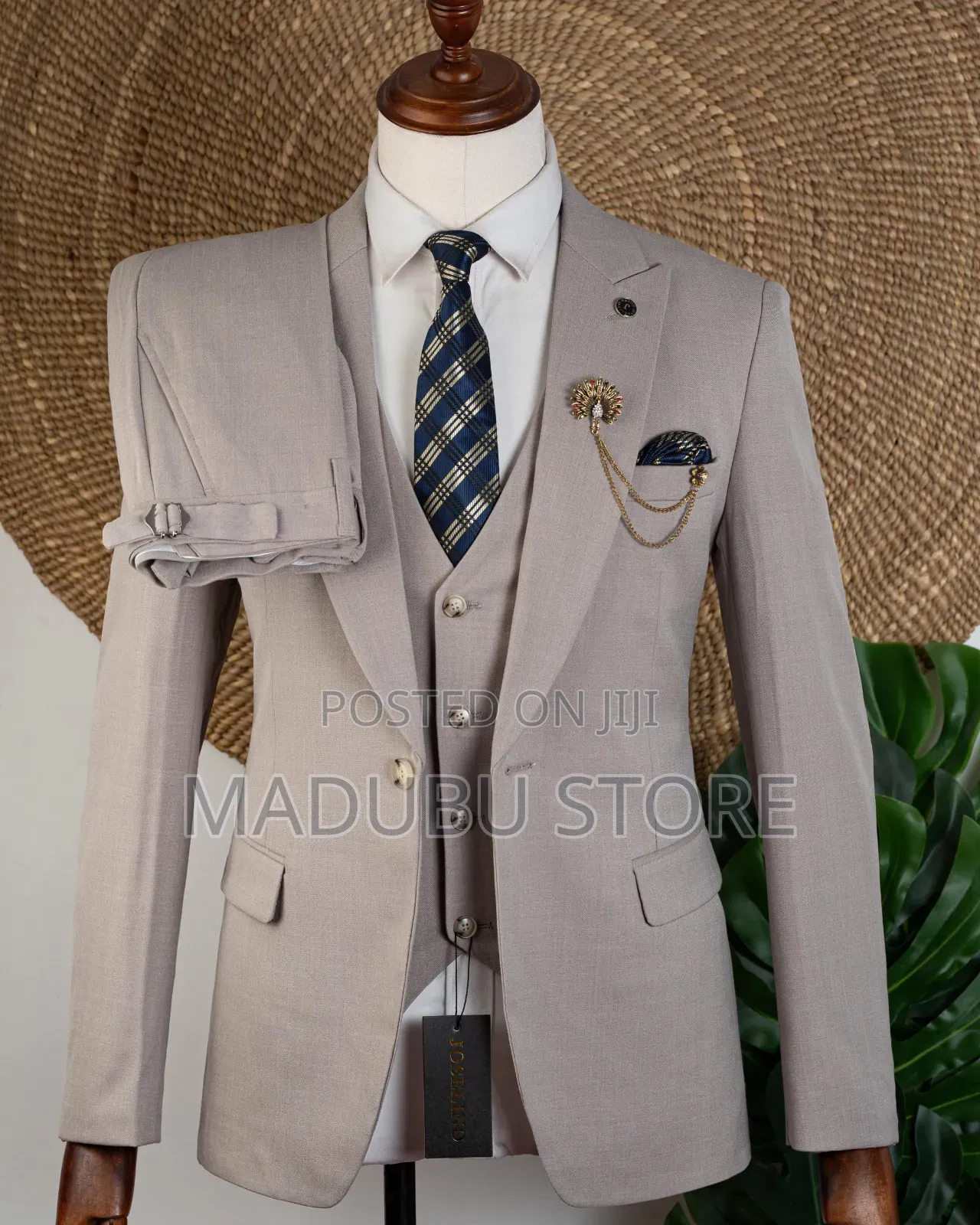 Men's Three Piece Suite With Three Button Half Coat