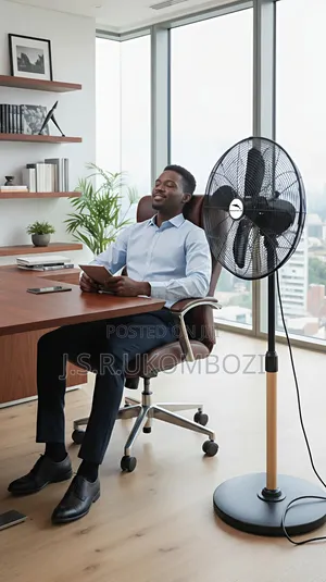 Dolphin 18" Stand Metal Fan, Black Silver