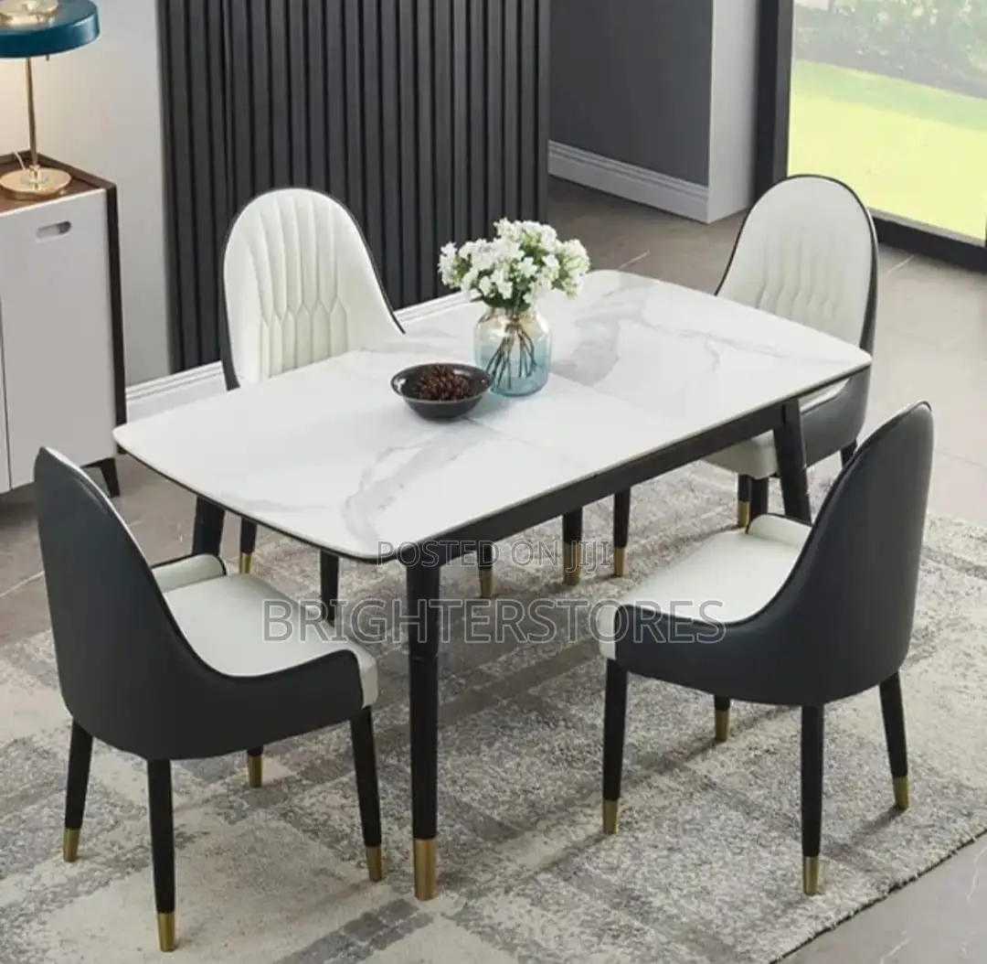 Dinning Set With Marble Table With Four Chairs