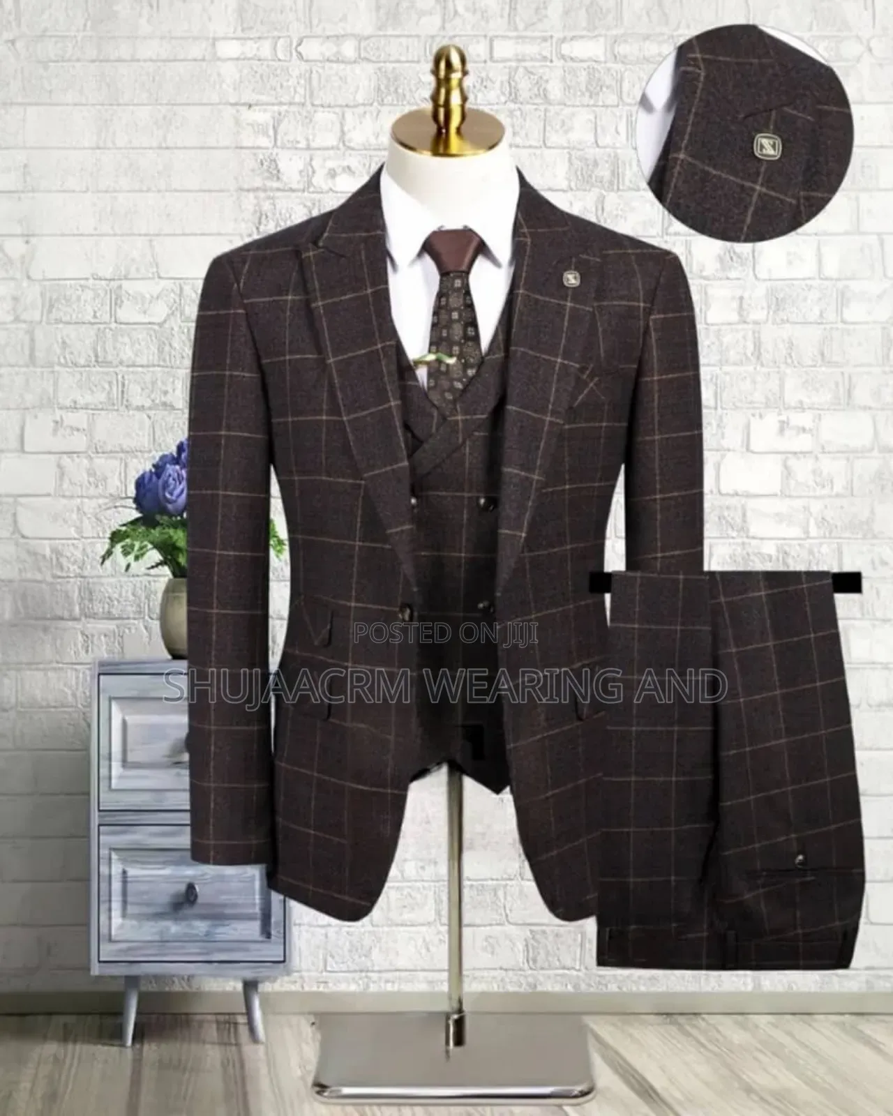 Brownish Mens Suit Black Smart