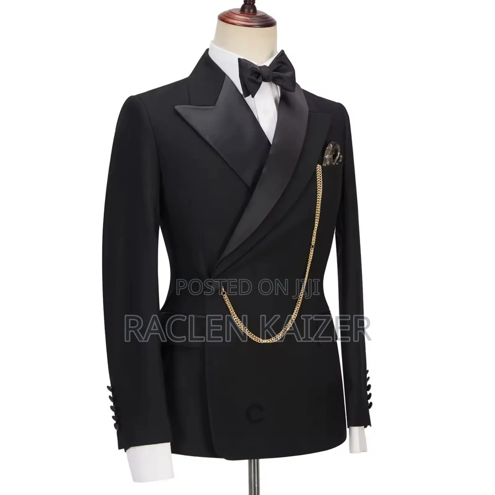 Black Tuxedo Suit With a Gold Chain