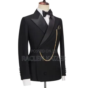 Black Tuxedo Suit With a Gold Chain