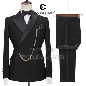 Black Tuxedo Suit With a Gold Chain
