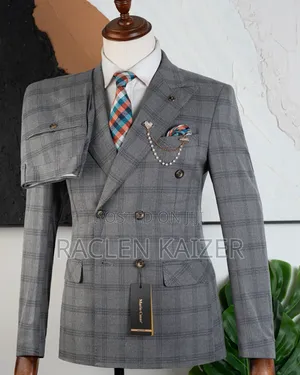 Light Heather Gray Subtle Windowpane Check Pattern Suits