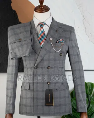 Light Heather Gray Subtle Windowpane Check Pattern Suits