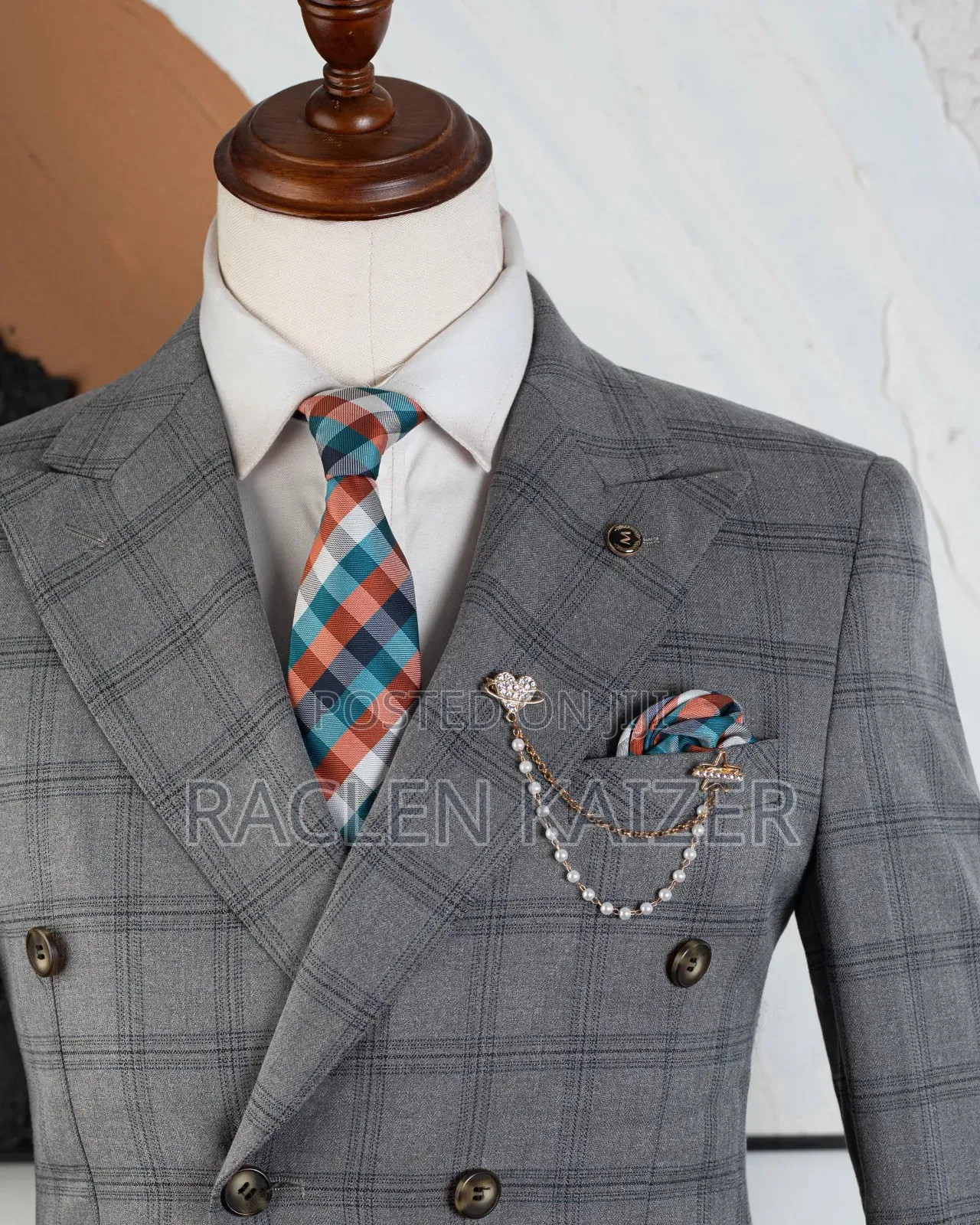 Light Heather Gray Subtle Windowpane Check Pattern Suits