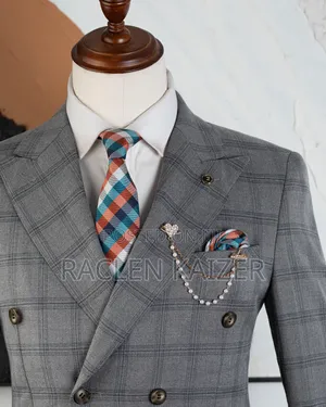 Light Heather Gray Subtle Windowpane Check Pattern Suits