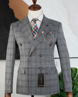 Light Heather Gray Subtle Windowpane Check Pattern Suits