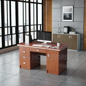 Wooden Office Desk With Cabinet and Lockable Drawers (120cm)