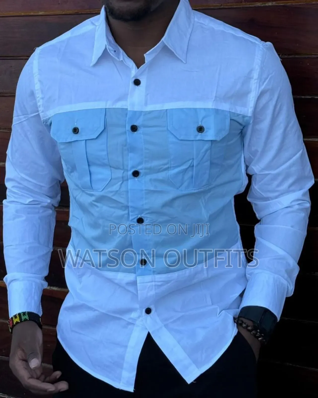 Mashati Kwa Wanaume Ya Vifungo Na Mifuko Miwili Original