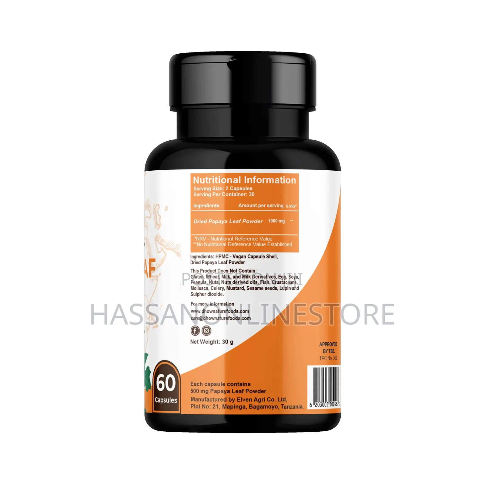 Papaya Leaf Capsules 500 Mg (Carica Papaya)