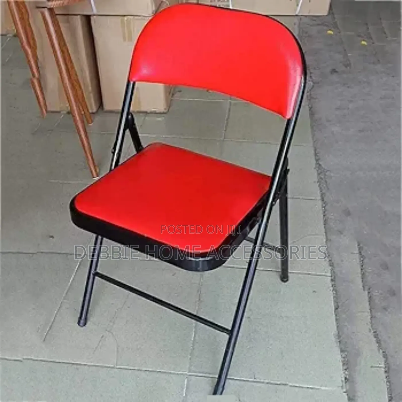 Red Folding Chairs With Padded Cushion and Back