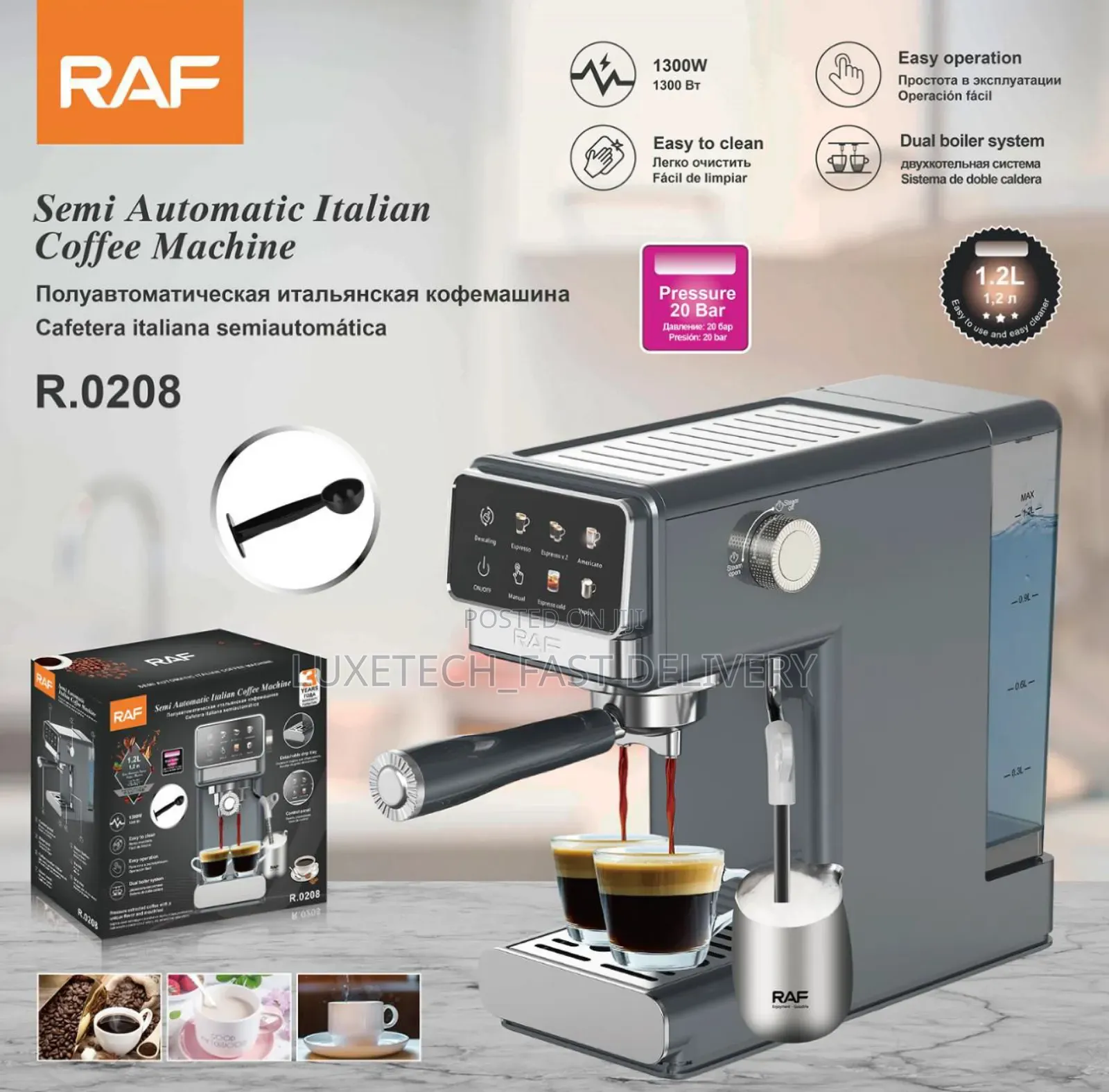 Raf Semi-Auto Coffee Maker 1.2 Liter Tank