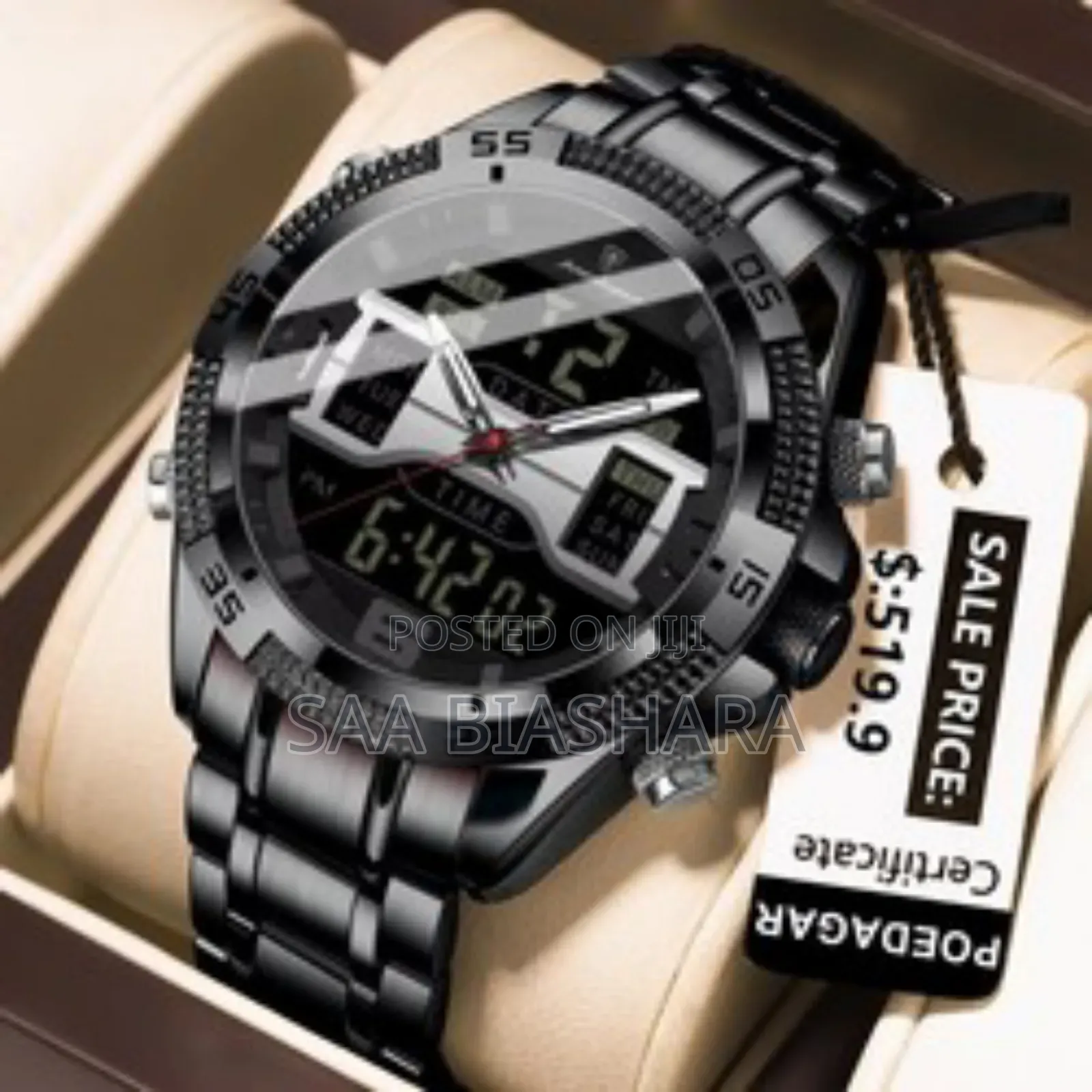 Poedagar E103 Stainless Steel Black Classic Watch
