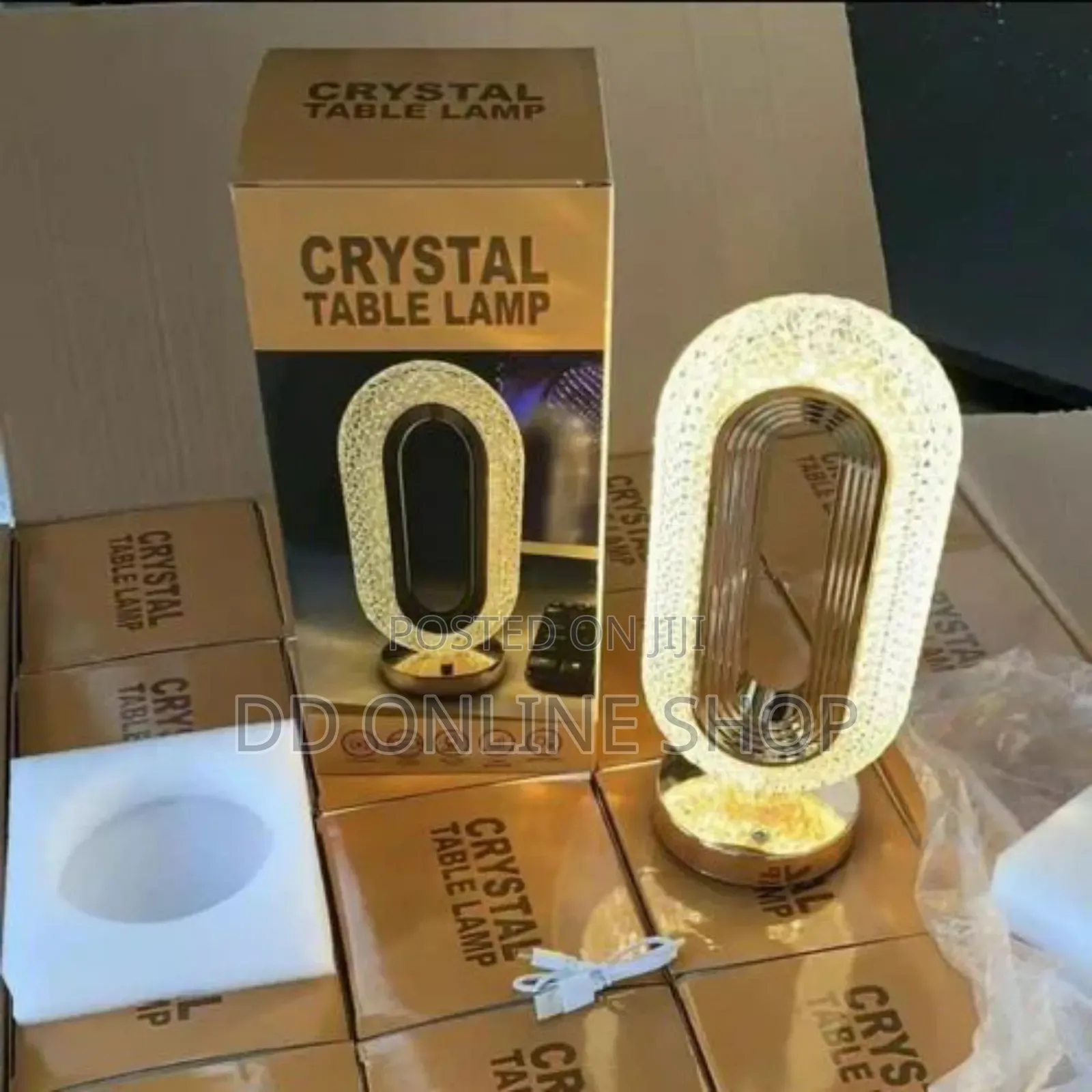 3 Colors Led Crystal Table Lamp, Dimmable Bedside Night Light.