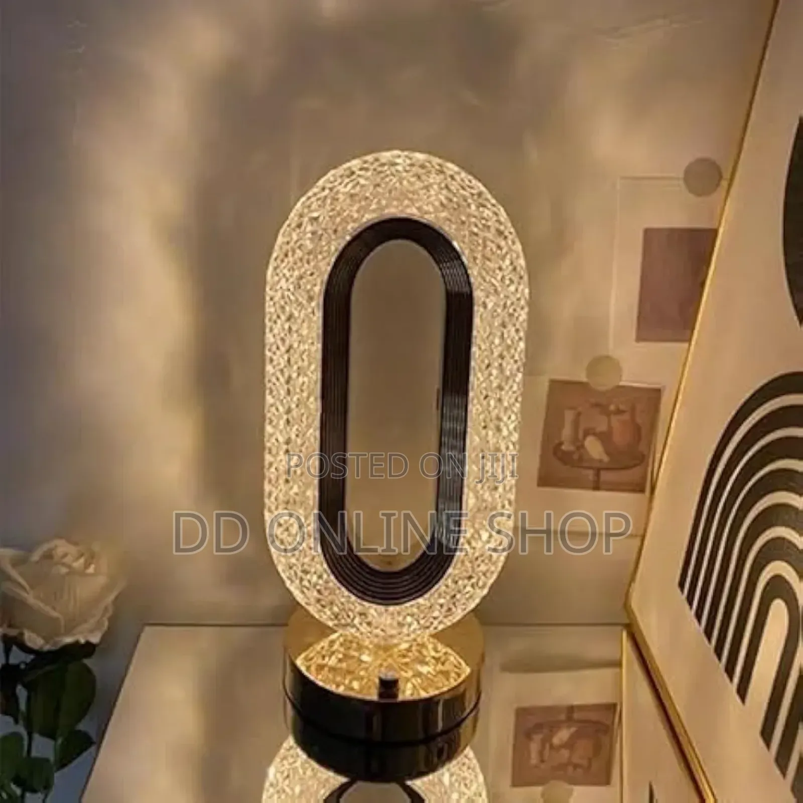 3 Colors Led Crystal Table Lamp, Dimmable Bedside Night Light.