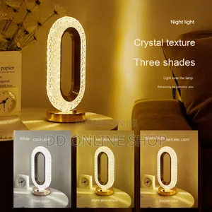 3 Colors Led Crystal Table Lamp, Dimmable Bedside Night Light.