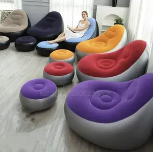 Inflatable Air Sofa With Foot Rest Cushion Lounge Chair