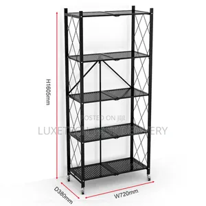 5-Tier Foldable Metal Storage Rack With Wheels