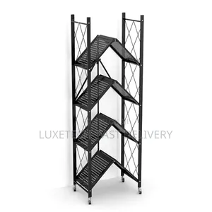 5-Tier Foldable Metal Storage Rack With Wheels