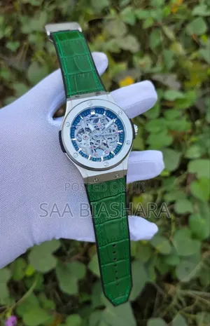 Hublot Automatic Watch Original Leather Ya Kun'gaa Green and Silver