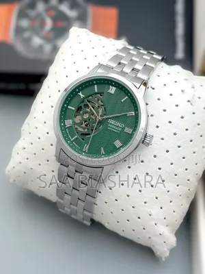 Seiko Luxury Mechanical Watch Silver and Green