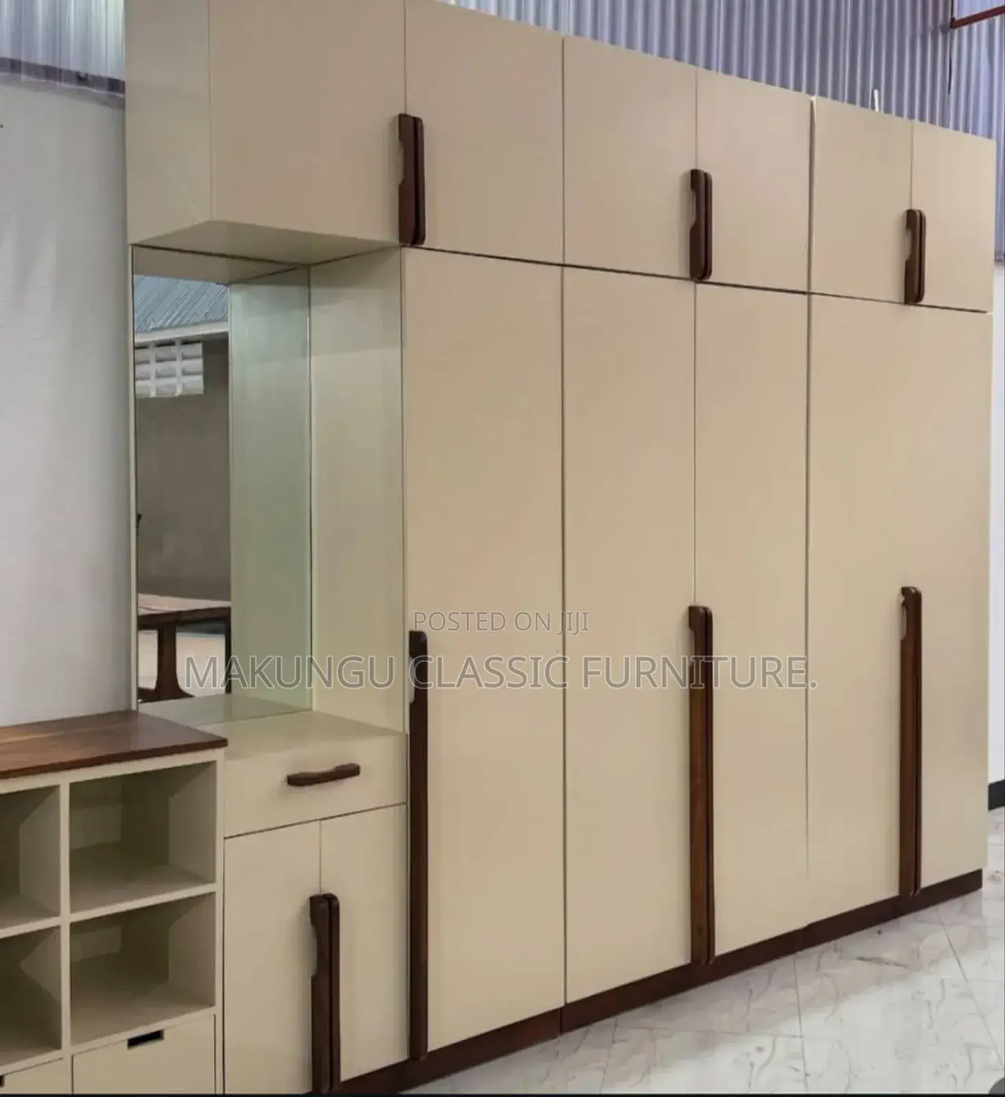 6 Doors Wardrobe Rangi Cream Full