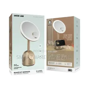 Green Lion Makeup Mirror With Speaker and Magsafe Charger - Gold
