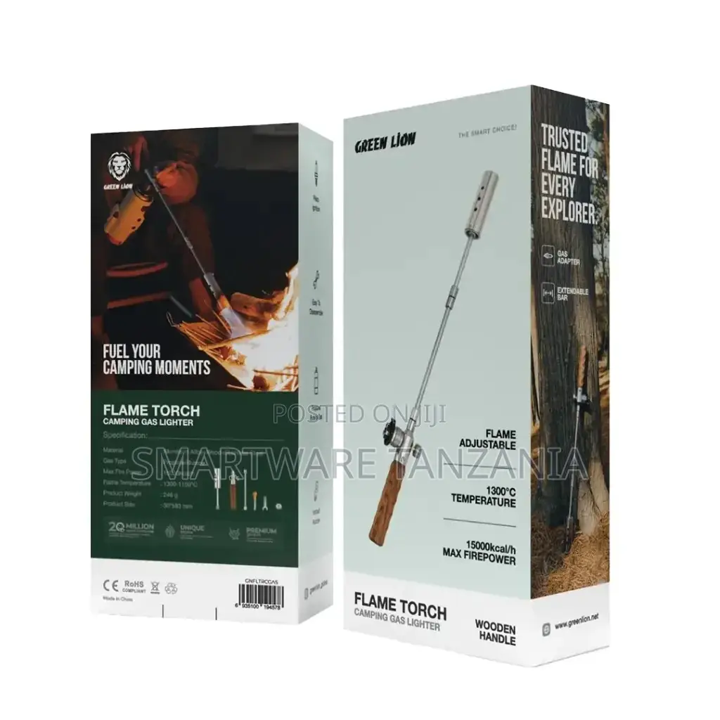Green Lion Flame Torch Camping Gas Lighter - Silver
