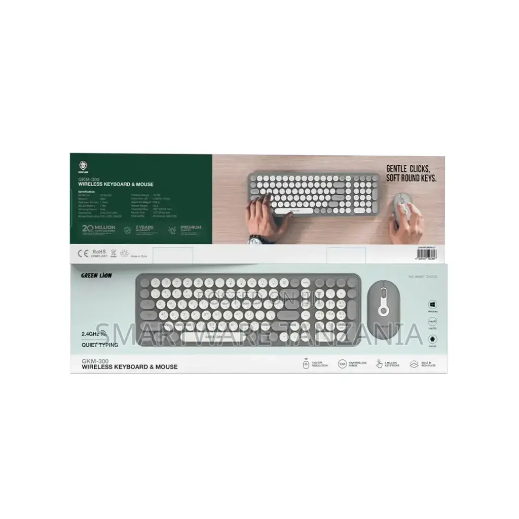 Green Lion GKM-300 Wireless Keyboard + Mouse - Grey