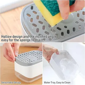 2-in-1 Soap Pump Dispenser With a Sponge Holder.