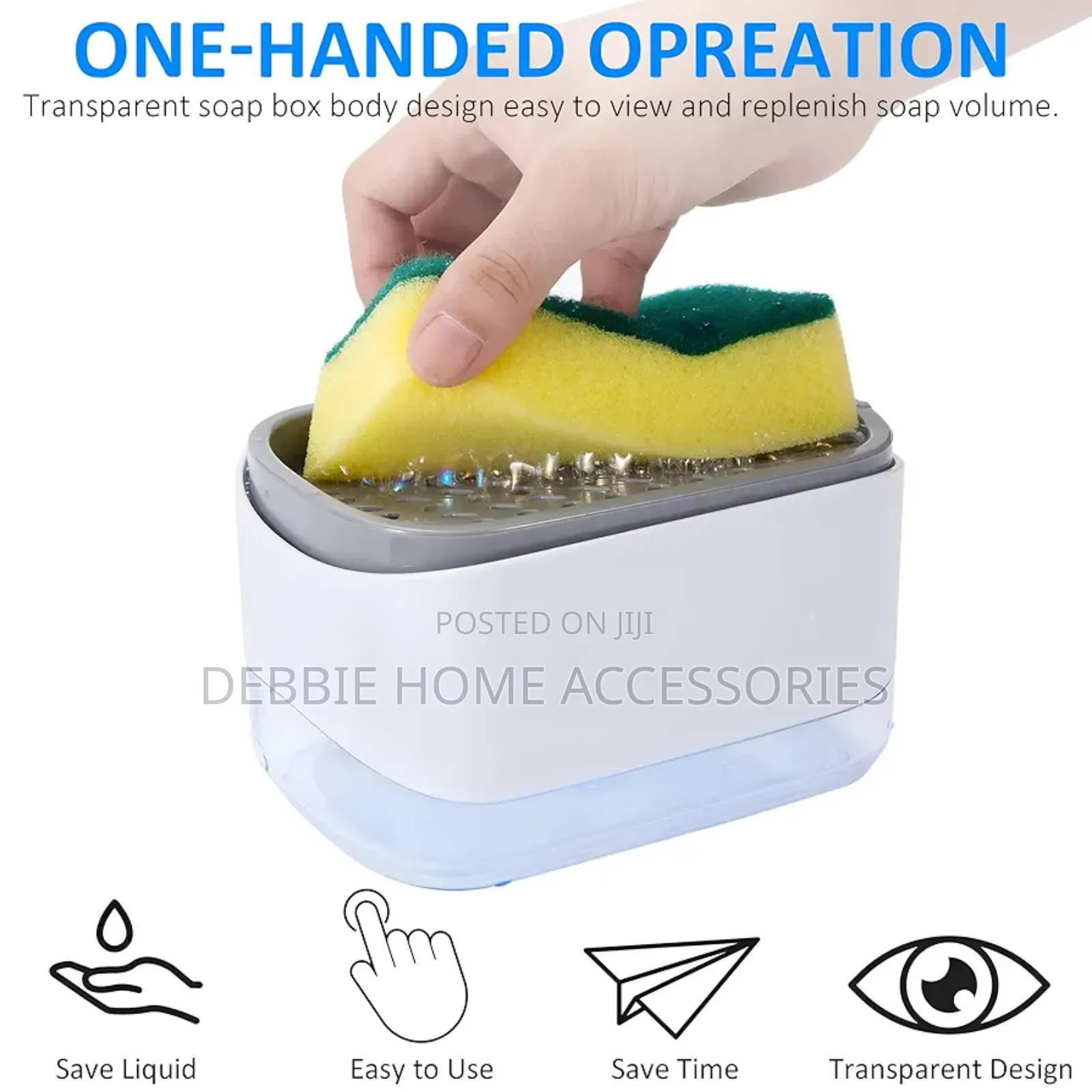 2-in-1 Soap Pump Dispenser With a Sponge Holder.