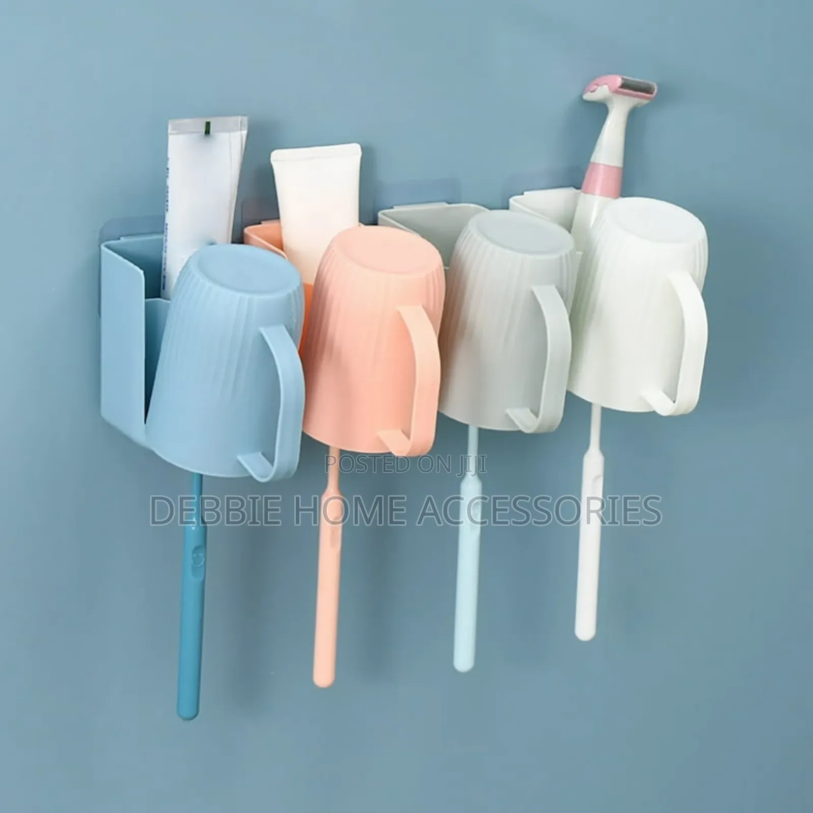 Wall-Mounted Toothbrush Holder With an Integrated Cup -5pcs(1set)