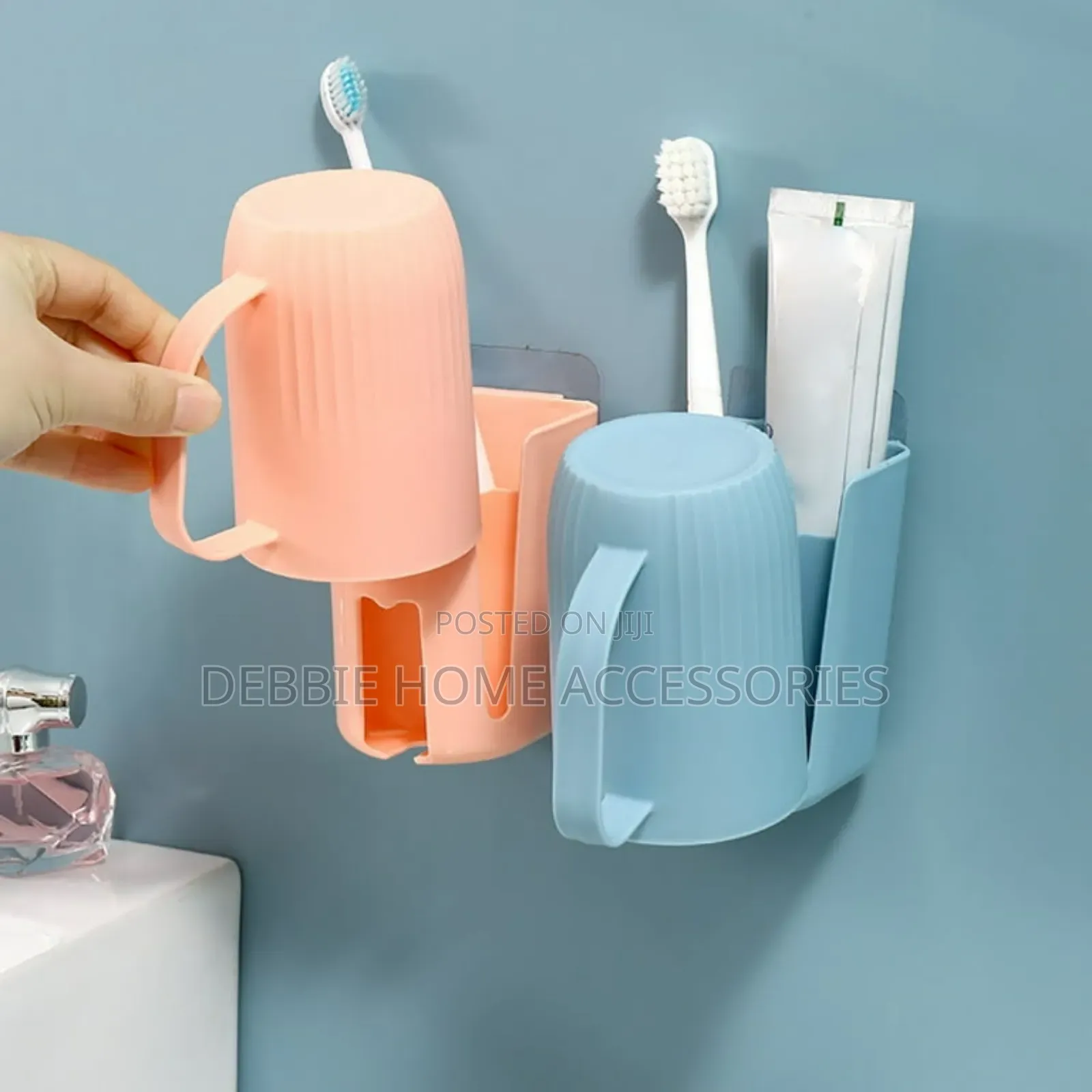 Wall-Mounted Toothbrush Holder With an Integrated Cup -5pcs(1set)