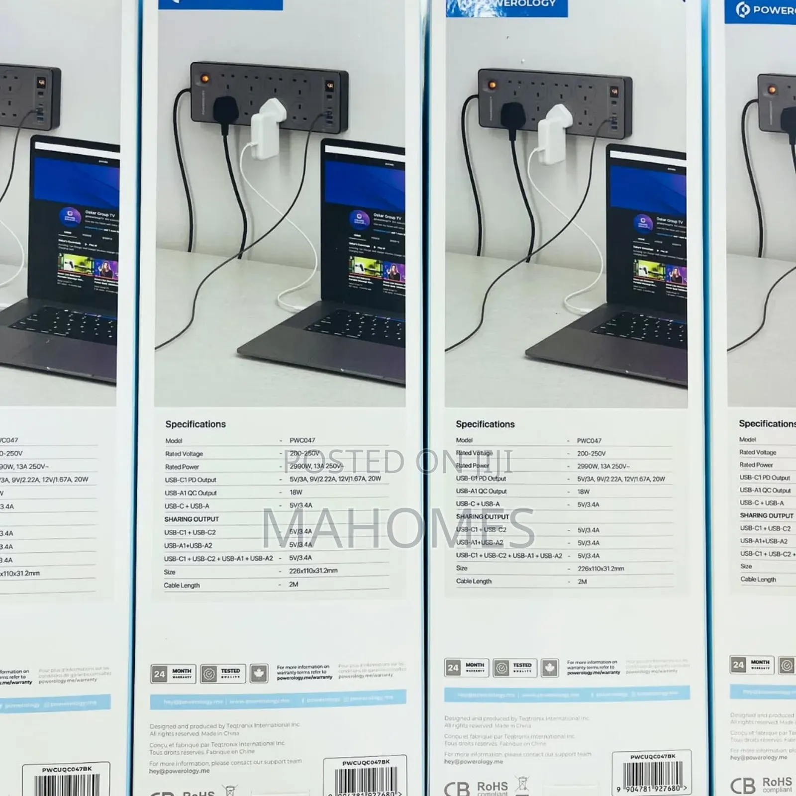 Powerology 8ac | 2990w Power Strip Pd 20w | Qc 18w | 99h Timer