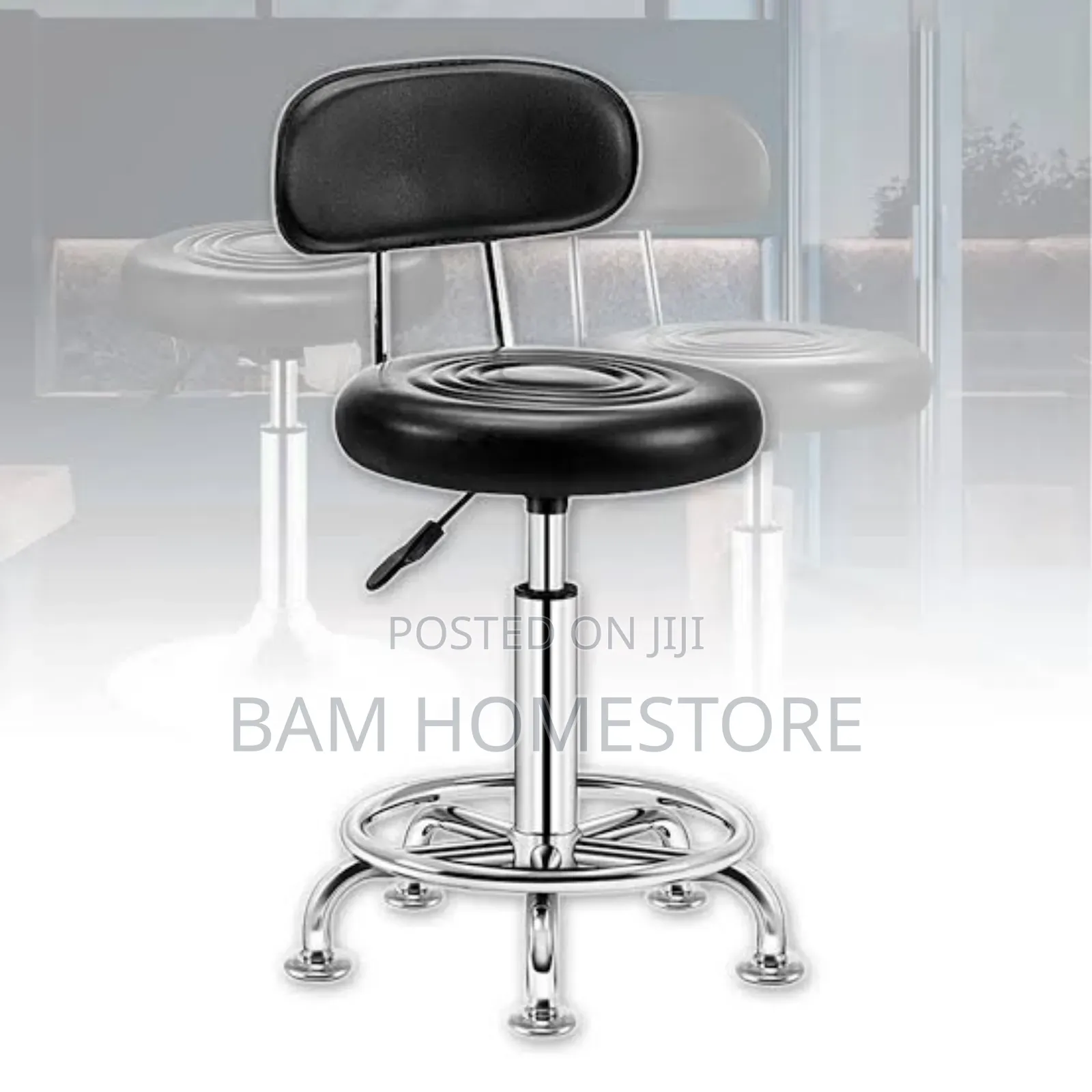 Adjust Height Swivel Stool With Backrest