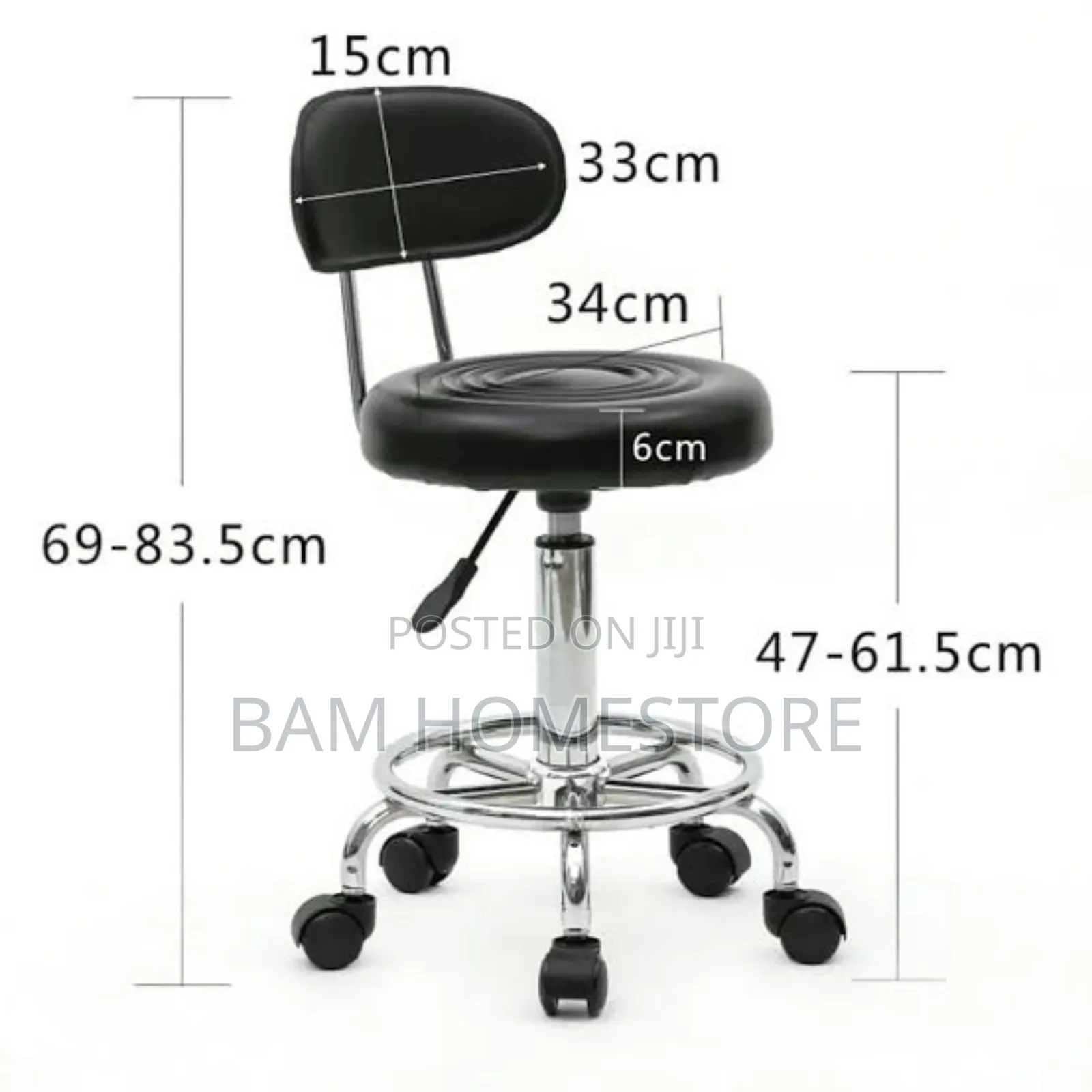 Adjust Height Swivel Stool With Backrest